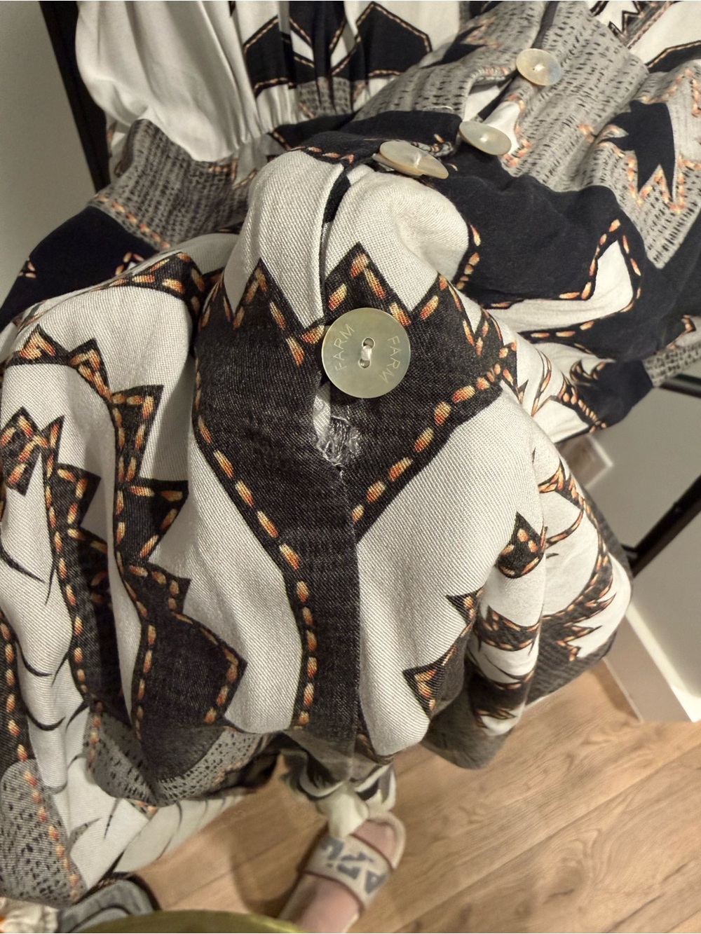 FARM Rio Black and White Graphic V-Neck Jumpsuit - Picture 4 of 4